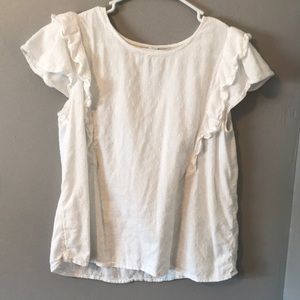White Ruffled Short Sleeved Blouse